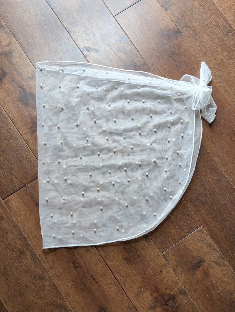 Sheer‎ Pearl-Embellished White Wrap Skirt